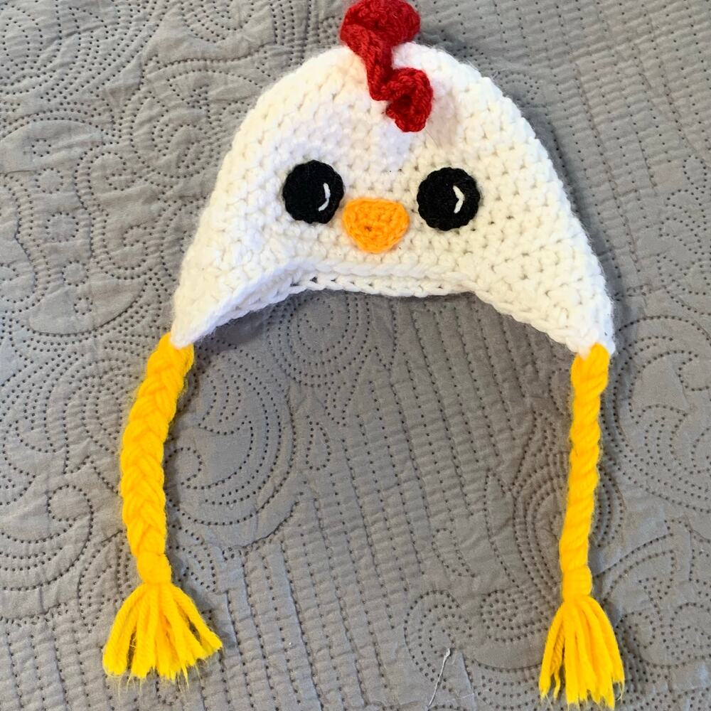 Handmade Crochet Chicken Hat – Baby Size,